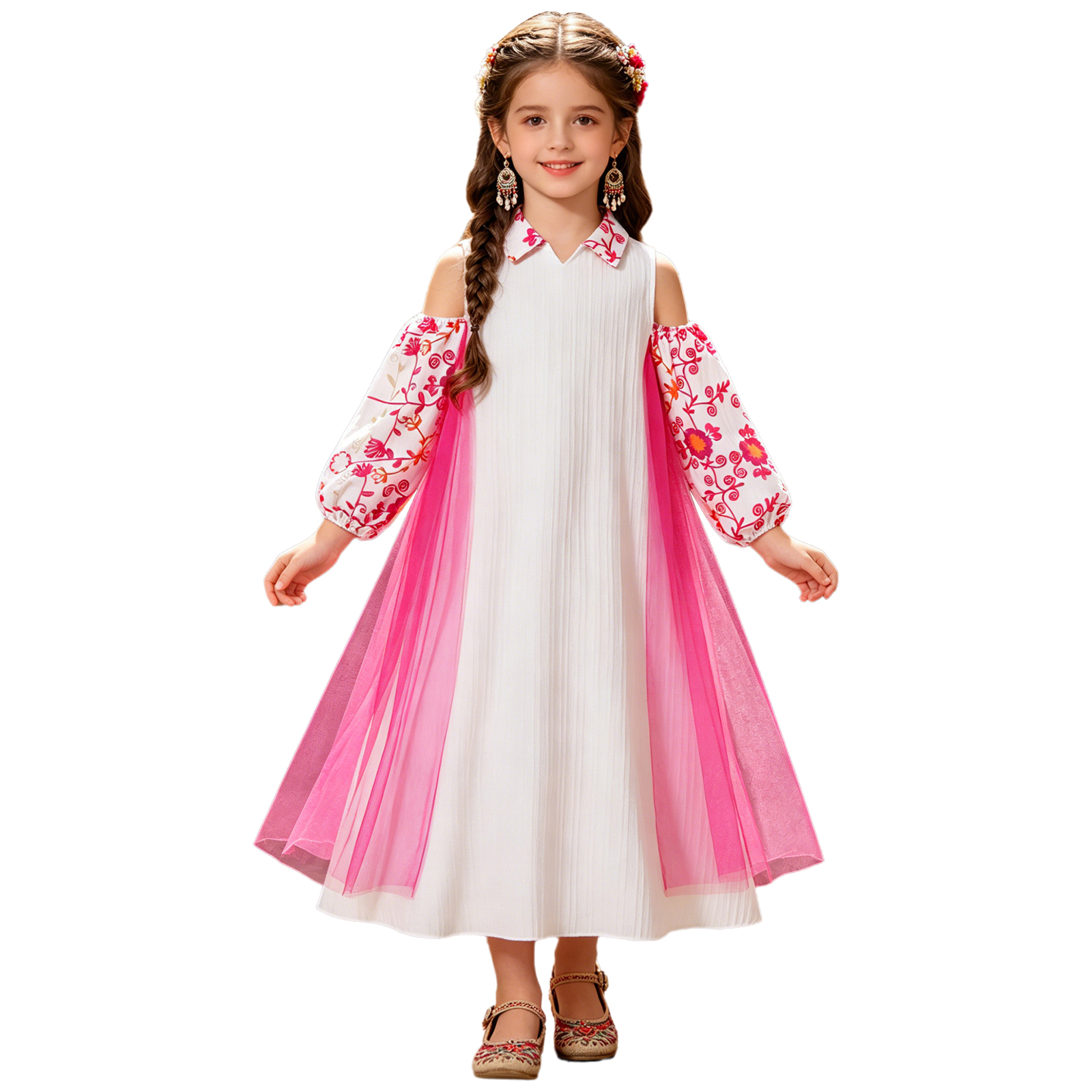 Girl Long Sleeve Mesh Patchwor - مراجعة Ethnic Wear وسعره