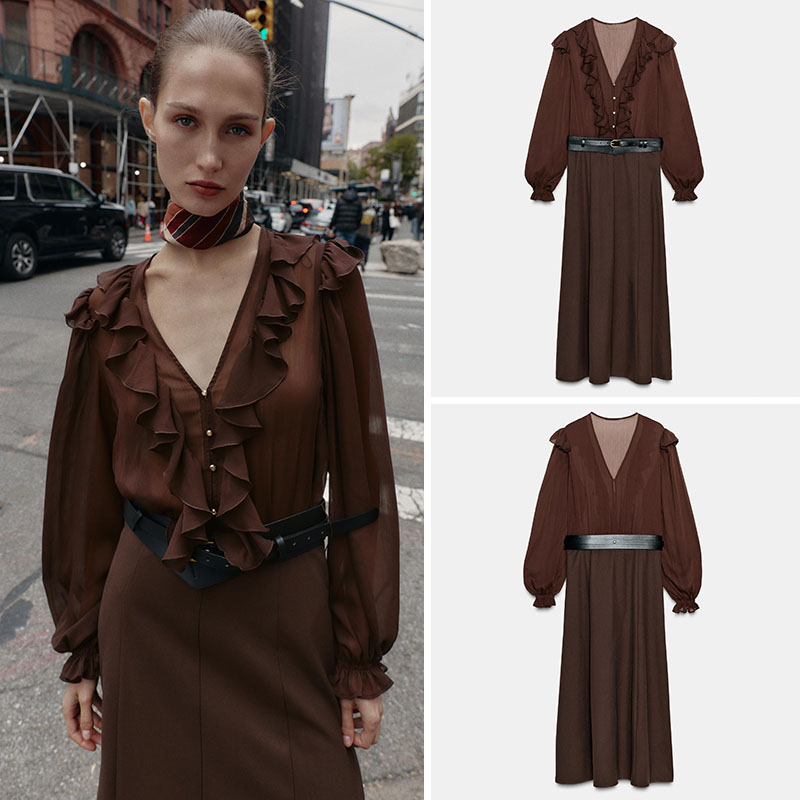 Elegant V-Neck Long Sleeve Mid - مراجعة Ethnic Wear وسعره