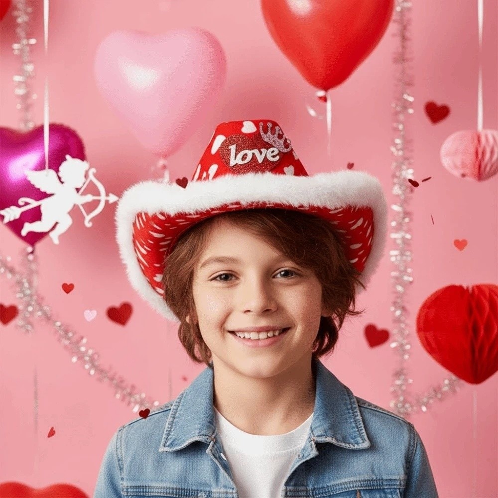 Wide Brim Red Heart Cowboy Cap - مراجعة Ethnic Day Fashion Show وسعره