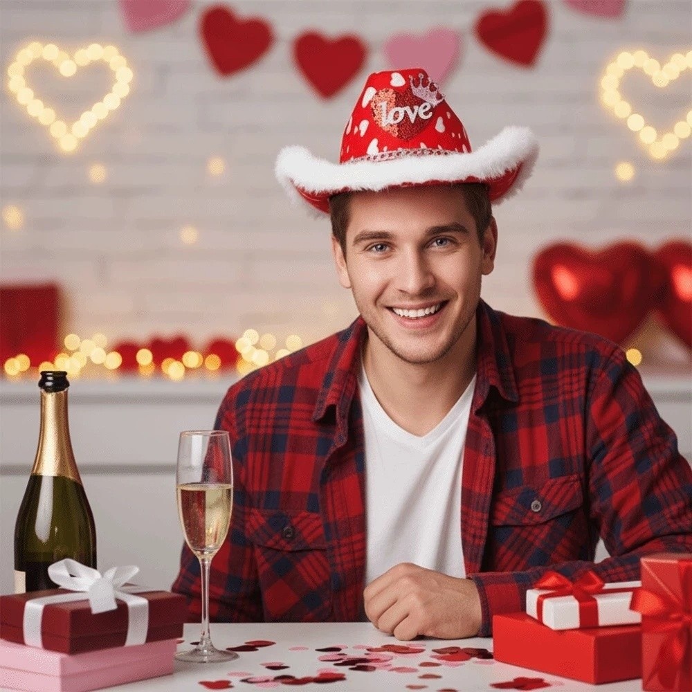 Wide Brim Red Heart Cowboy Cap - مراجعة Ethnic Day Fashion Show وسعره