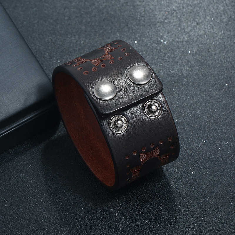 Retro Brown Wide Cowhide Brace - مراجعة Ethnic Fashion Pk وسعره