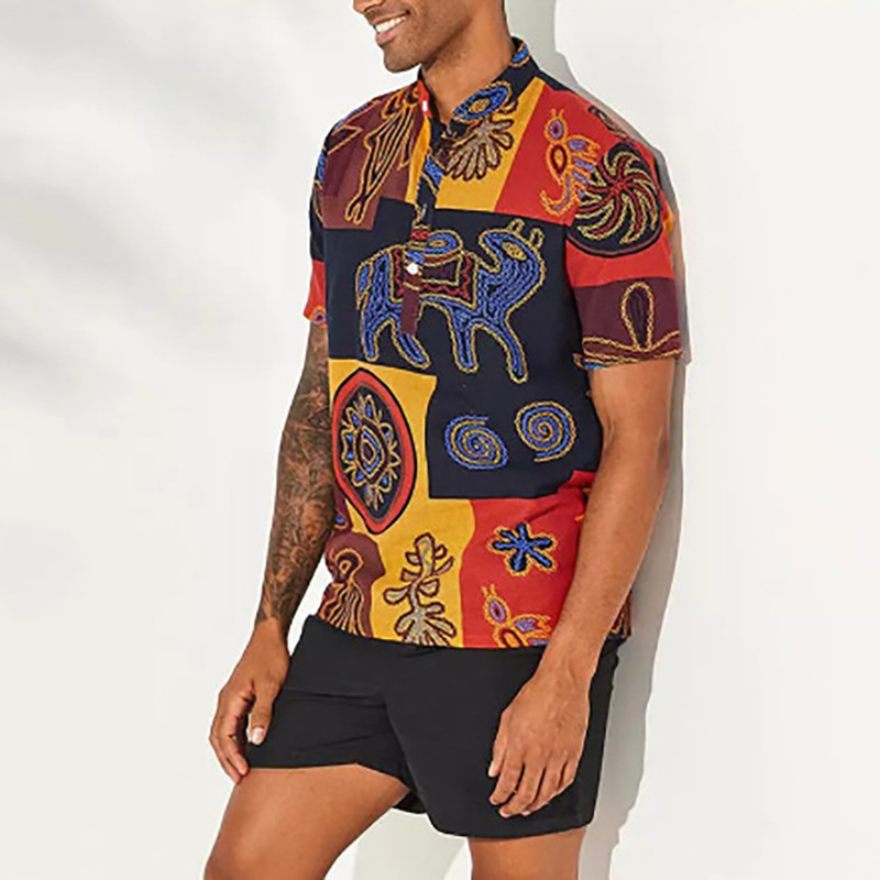 2025 summer new European and A - مراجعة Men'S Ethnic Fashion Trends وسعره